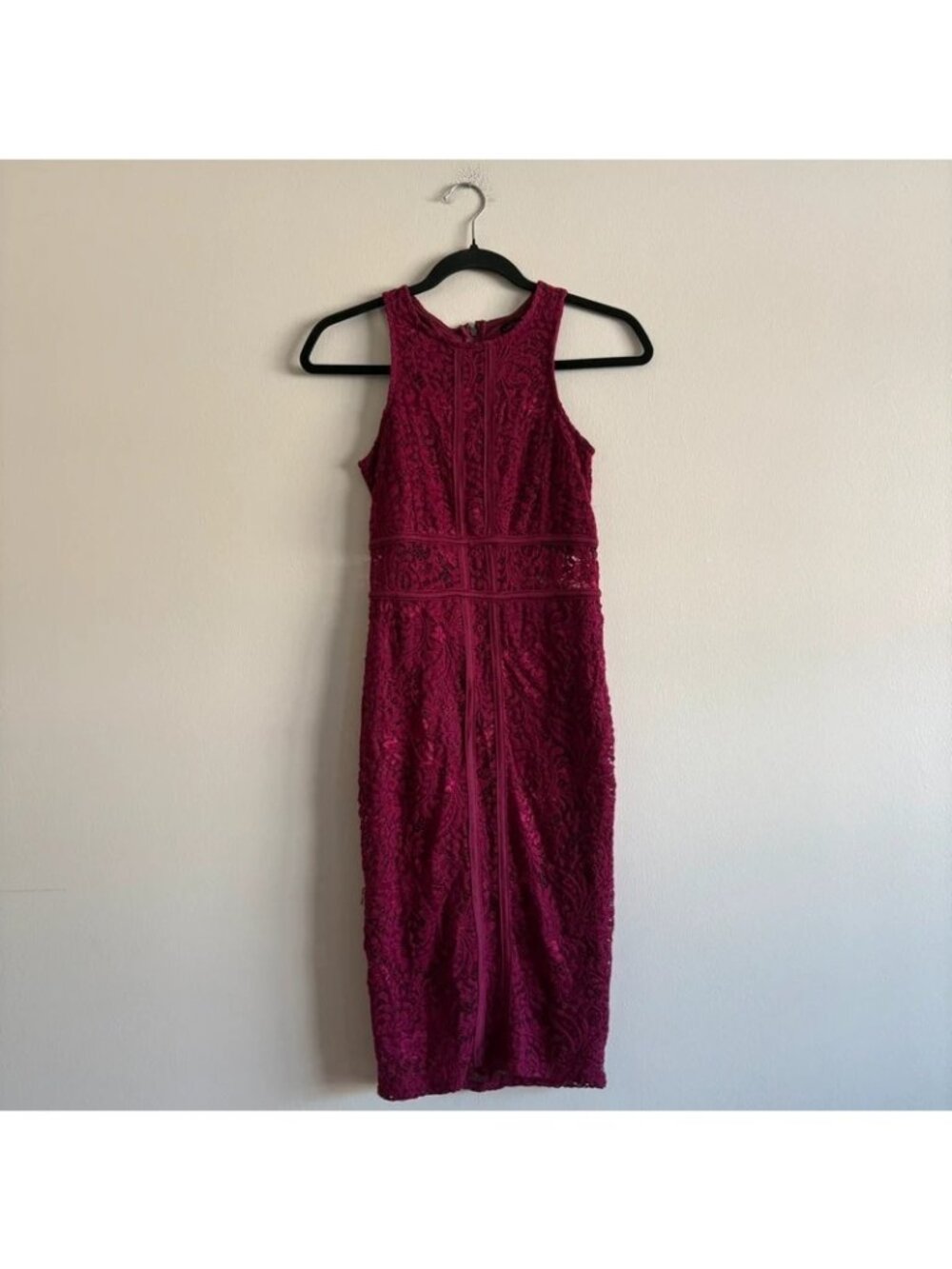 Material Girl Sleeveless Midi Lace Dress Burgundy Women’s Size S